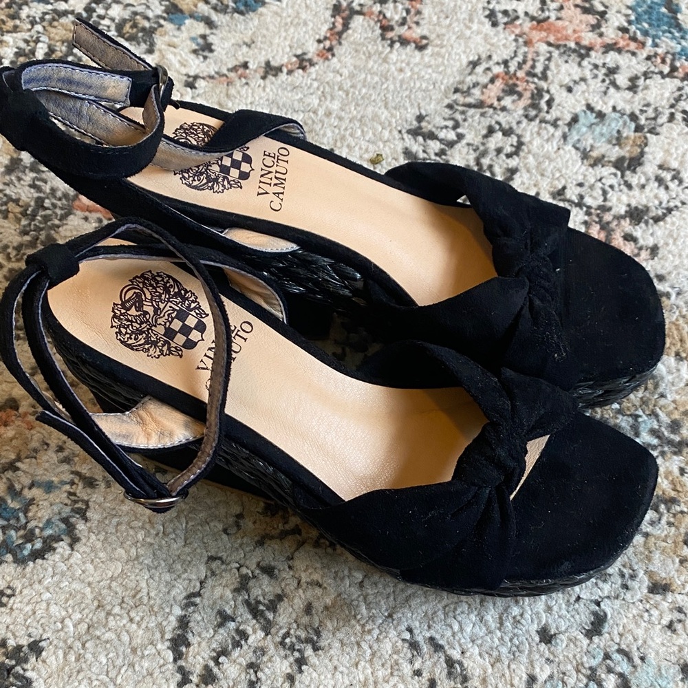 Vince Camuto Black Wedge Sandals